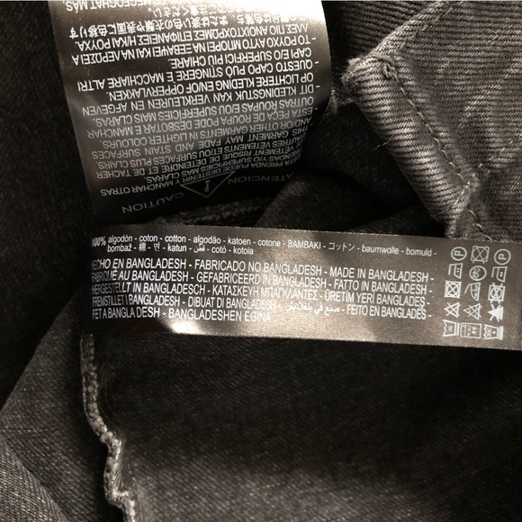 NWOT Zara Men’s Large Heavy Distressed Black Denim Trucker Jacket Size M - Picture 11 of 12